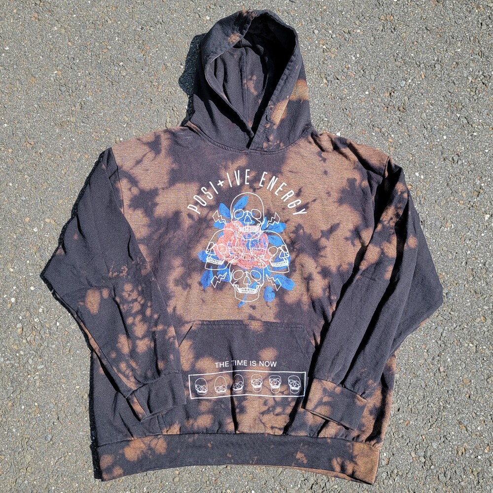 Chemistry Black Brown Tie Dye Skull Positive Energy The Time Is Now Hoodie